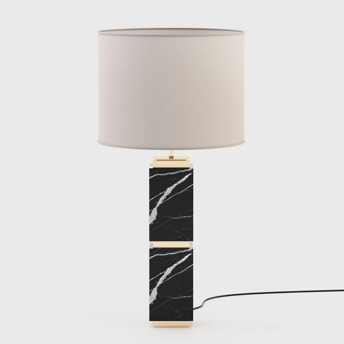 Spanish Empire Black Marble Table Lamp For Sale