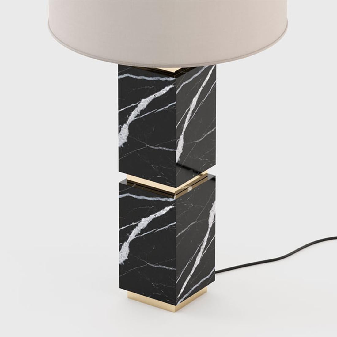 Hand-Crafted Empire Black Marble Table Lamp For Sale