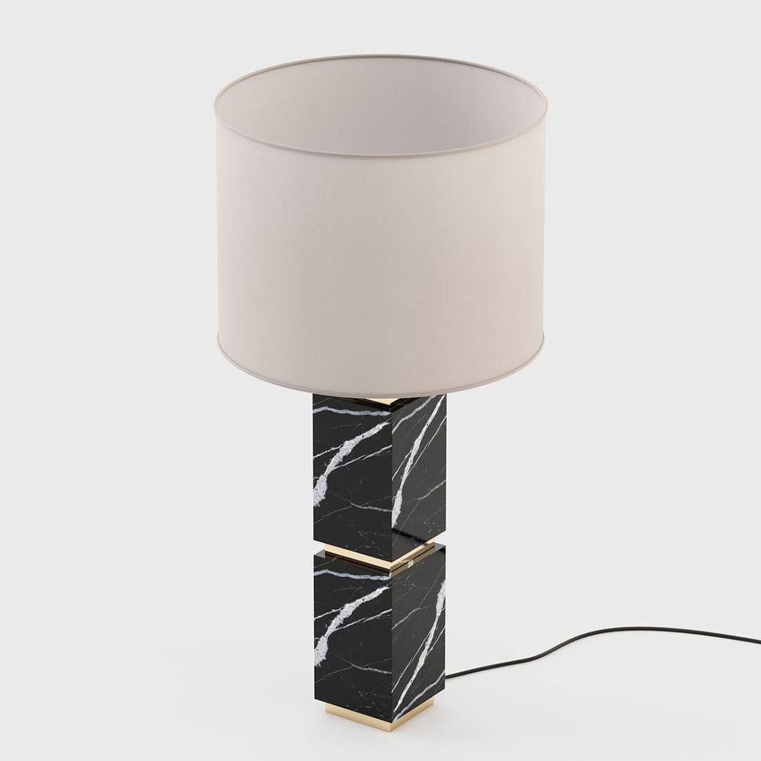 Acier inoxydable Lampe de table Empire en marbre noir en vente