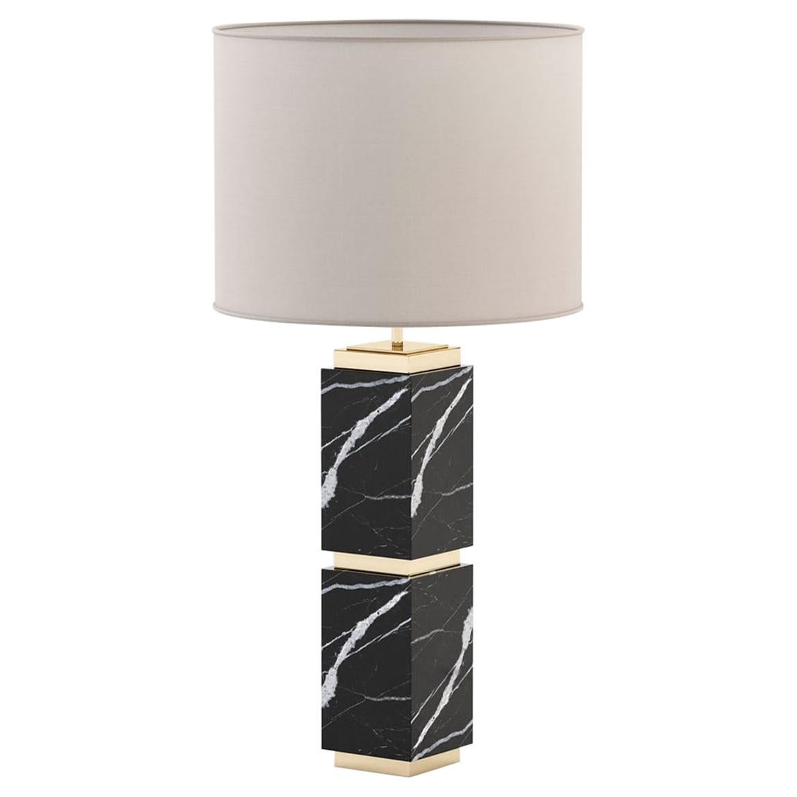 Lampe de table Empire en marbre noir en vente