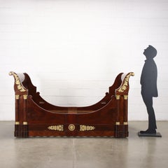 Empire Boat Bed Mahogany Oak Bronze France 19th C.