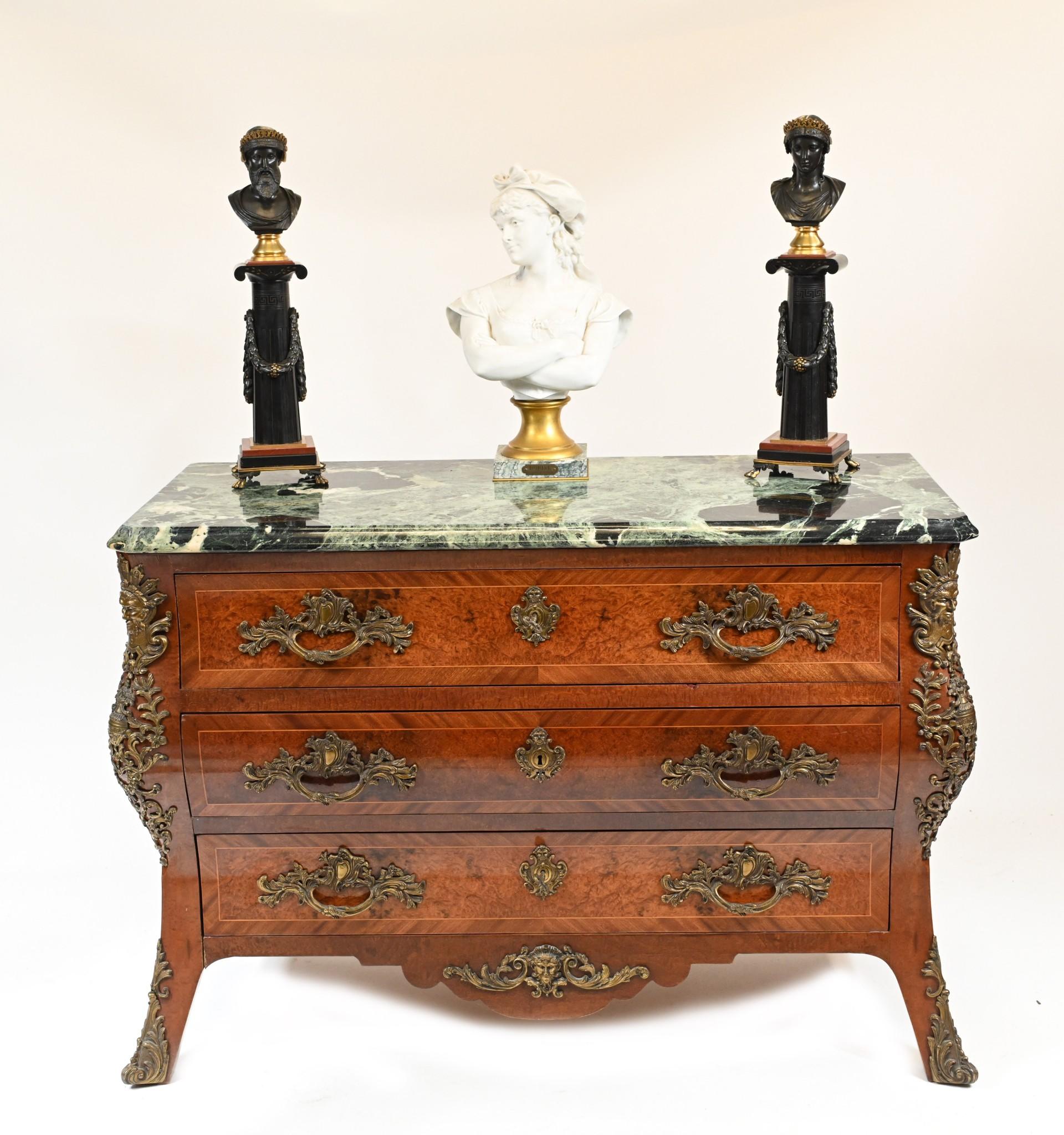 Empire Bombe Commode French Antique Chest Drawers, 1880 In Good Condition In Potters Bar, GB