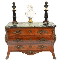 Empire Bombe Commode French Antique Chest Drawers, 1880