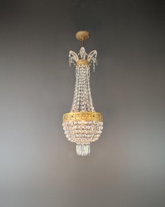 Empire Brass Chandelier Crystal Lustre Ceiling Light Antique Classical Art Deco