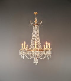 Empire Brass Chandelier Crystal Lustre Ceiling Light Antique Classical