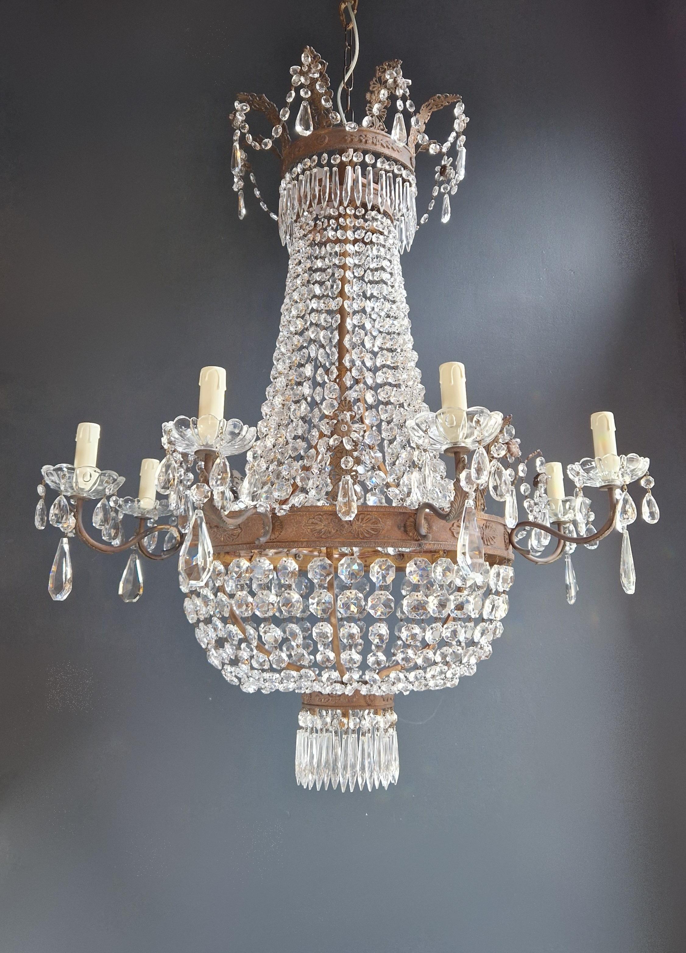Empire Brass Chandelier Crystal Lustre Ceiling Light Antique Classical 3