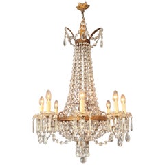 Empire Brass Chandelier Crystal Lustre Ceiling Light Antique Classical
