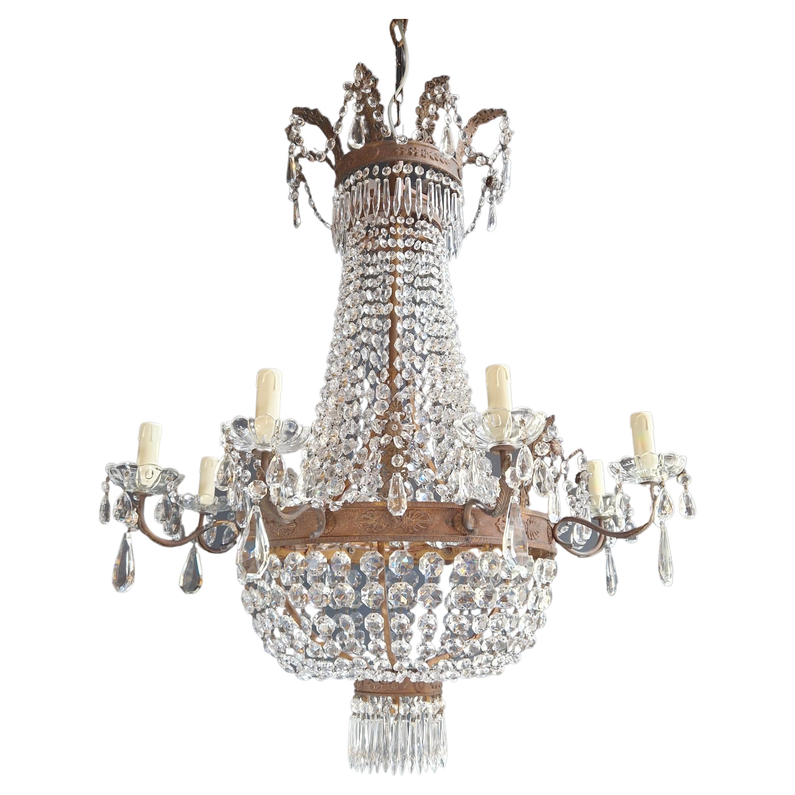 Empire Brass Chandelier Crystal Lustre Ceiling Light Antique Classical