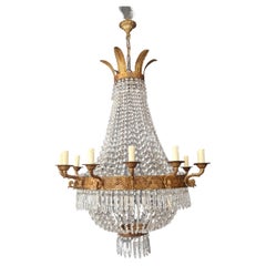 Empire Brass Chandelier Crystal Lustre Ceiling Light Antique Classical