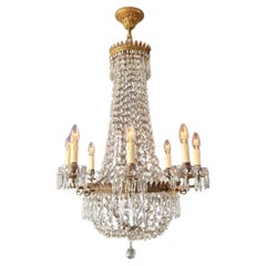 Empire Brass Chandelier Crystal Lustre Ceiling Light Antique Classical