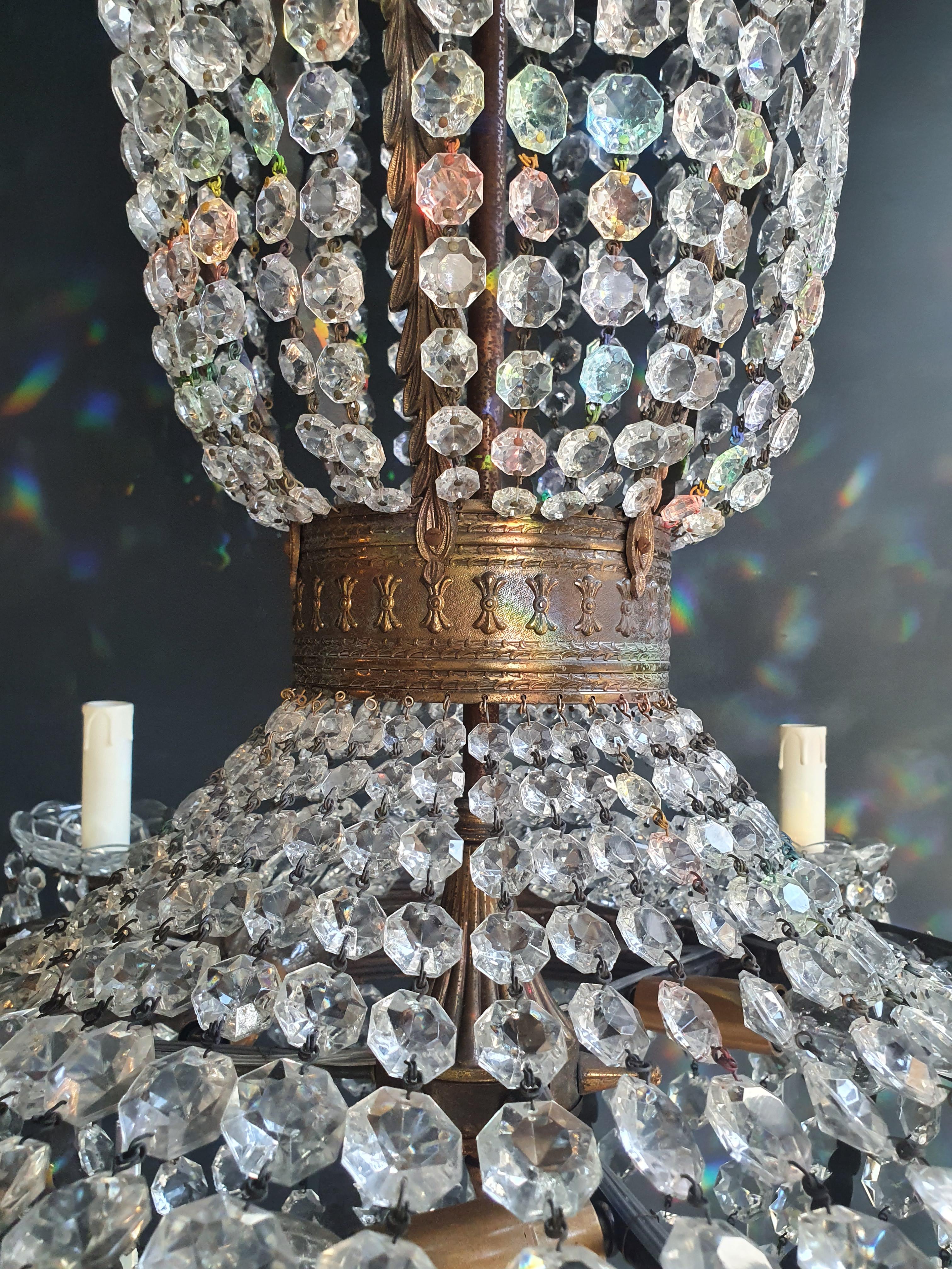 Empire Brass Chandelier Crystal Lustre Ceiling Light Antique Bronze 1