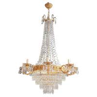 Empire Brass Chandelier Crystal Lustre Ceiling Light Antique Gold For ...
