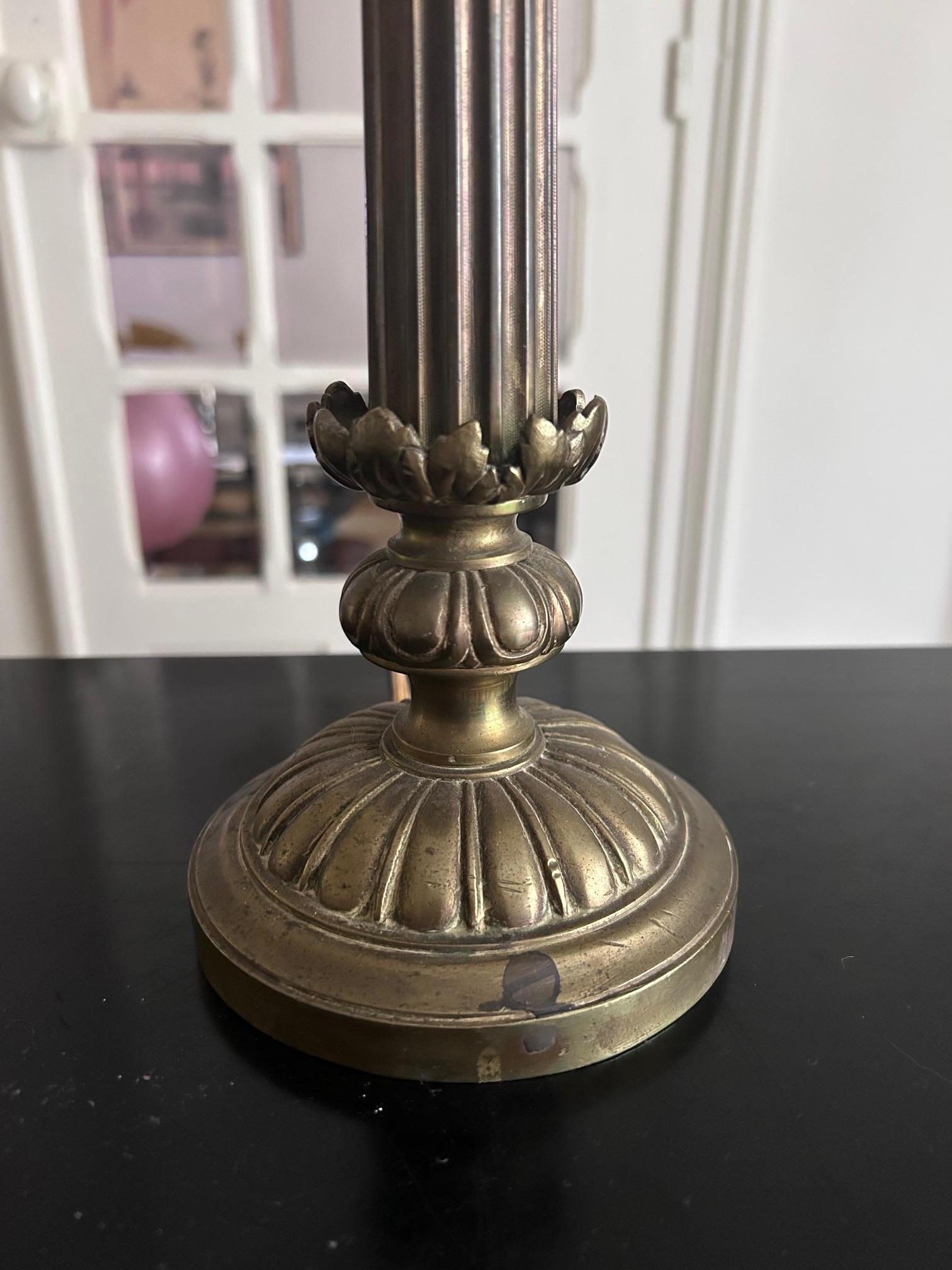 empire brass column lamp  In Good Condition For Sale In Brooklyn, NY