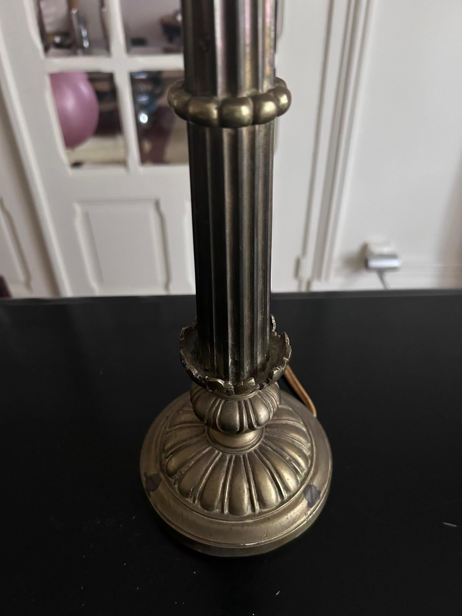 Brass empire brass column lamp  For Sale