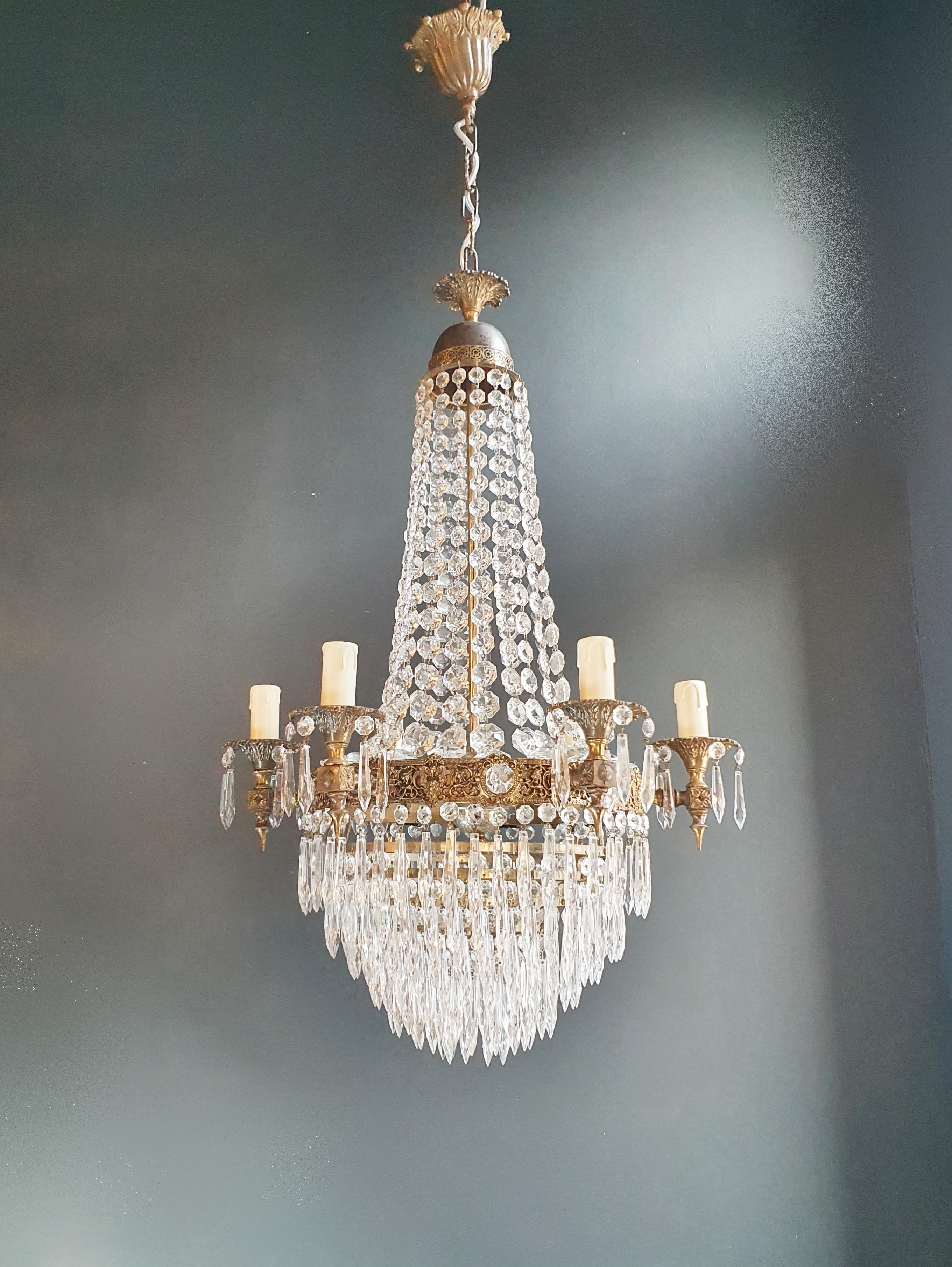 Empire Brass Sac a Pearl Chandelier Crystal Lustre Ceiling Antique 4
