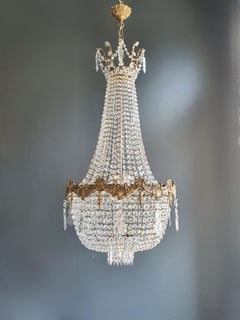 Empire Brass Sac a Pearl Chandelier Crystal Antique Bronze Basket