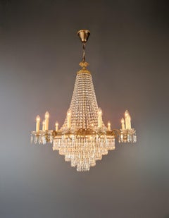 Empire Brass Sac a Pearl Chandelier Crystal Lustre Ceiling Antique