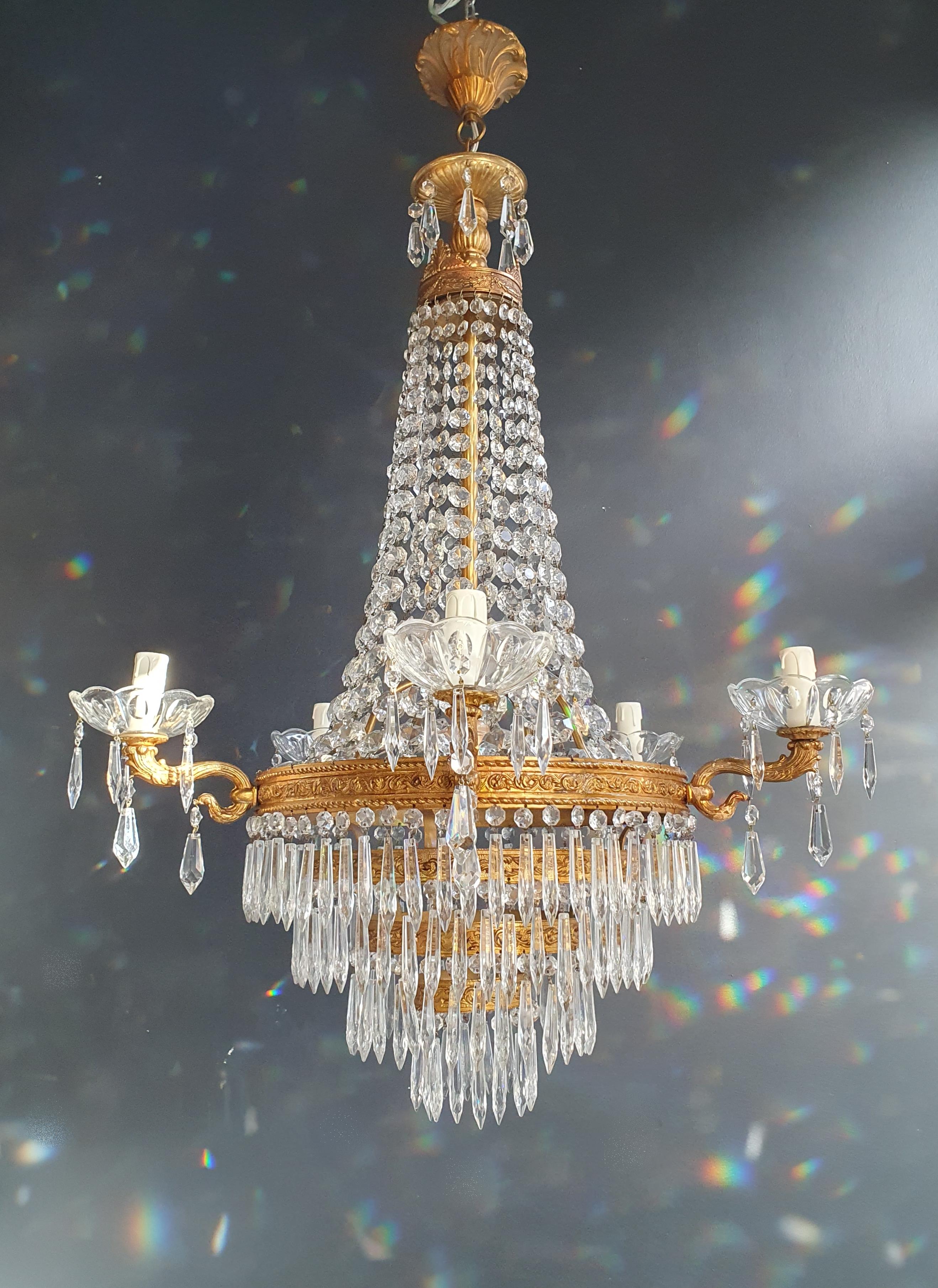 Empire Brass Sac a Pearl Chandelier Crystal Lustre Ceiling Antique 2