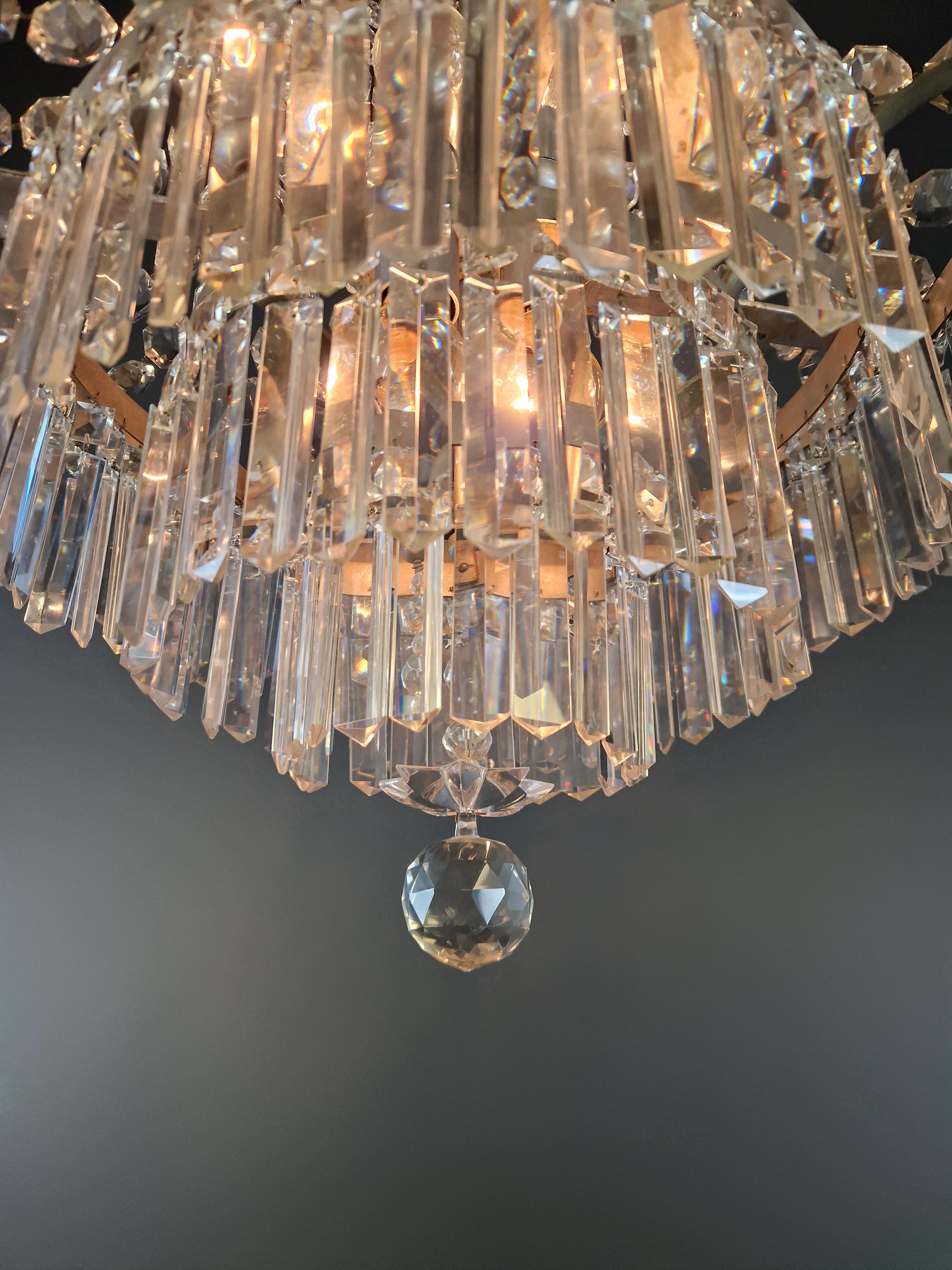 Empire Brass Sac a Pearl Chandelier Crystal Lustre Ceiling Antique For Sale 2