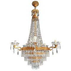Empire Brass Sac a Pearl Chandelier Crystal Lustre Ceiling Antique