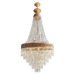 Empire Brass Sac a Pearl Chandelier Crystal Lustre Ceiling Antique