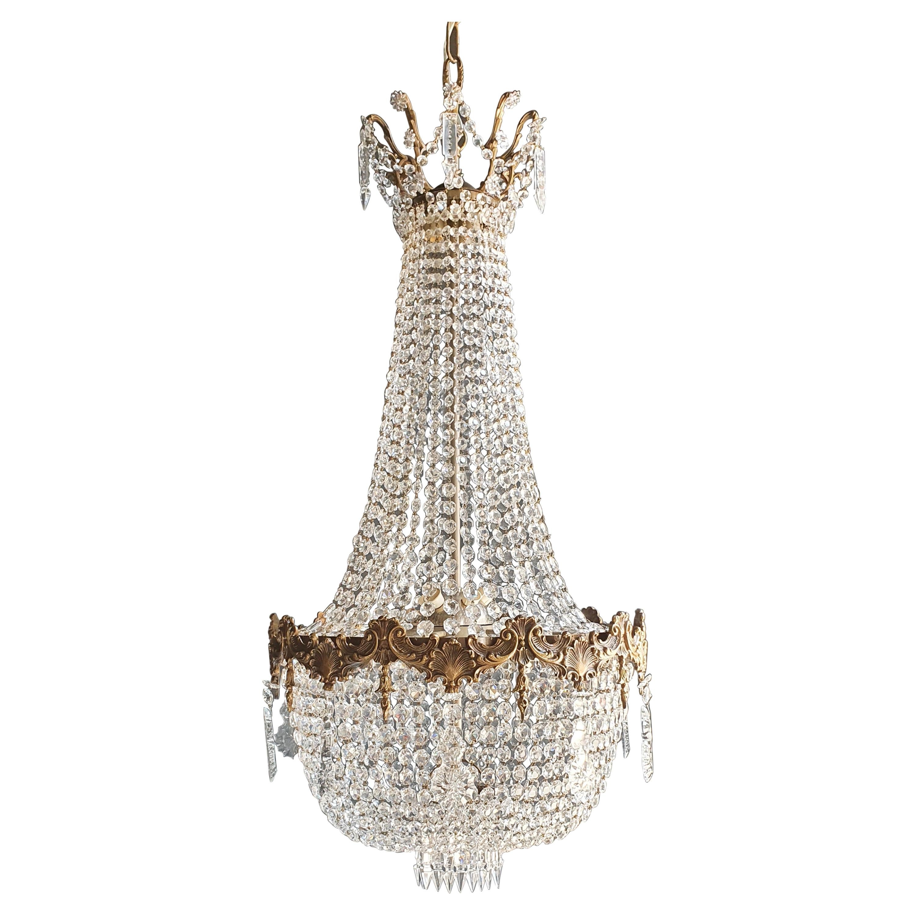 Empire Brass Sac a Pearl Chandelier Crystal Lustre Ceiling Antique