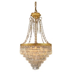 Empire Brass Sac a Pearl Chandelier Crystal Lustre Ceiling Antique