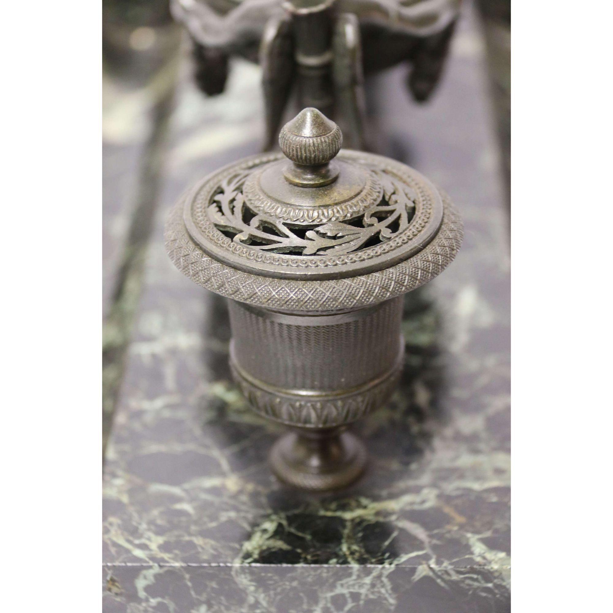 Empire Bronze and Marble Desk Top Inkstand by Lefebvre of Belgium, circa 1820 For Sale 4