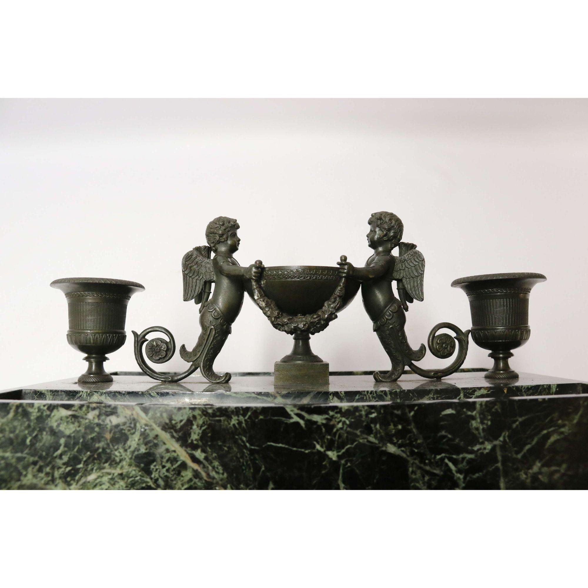 Empire-Tintenständer aus Bronze und Marmor von Lefebvre aus Belgien, um 1820 im Angebot 8