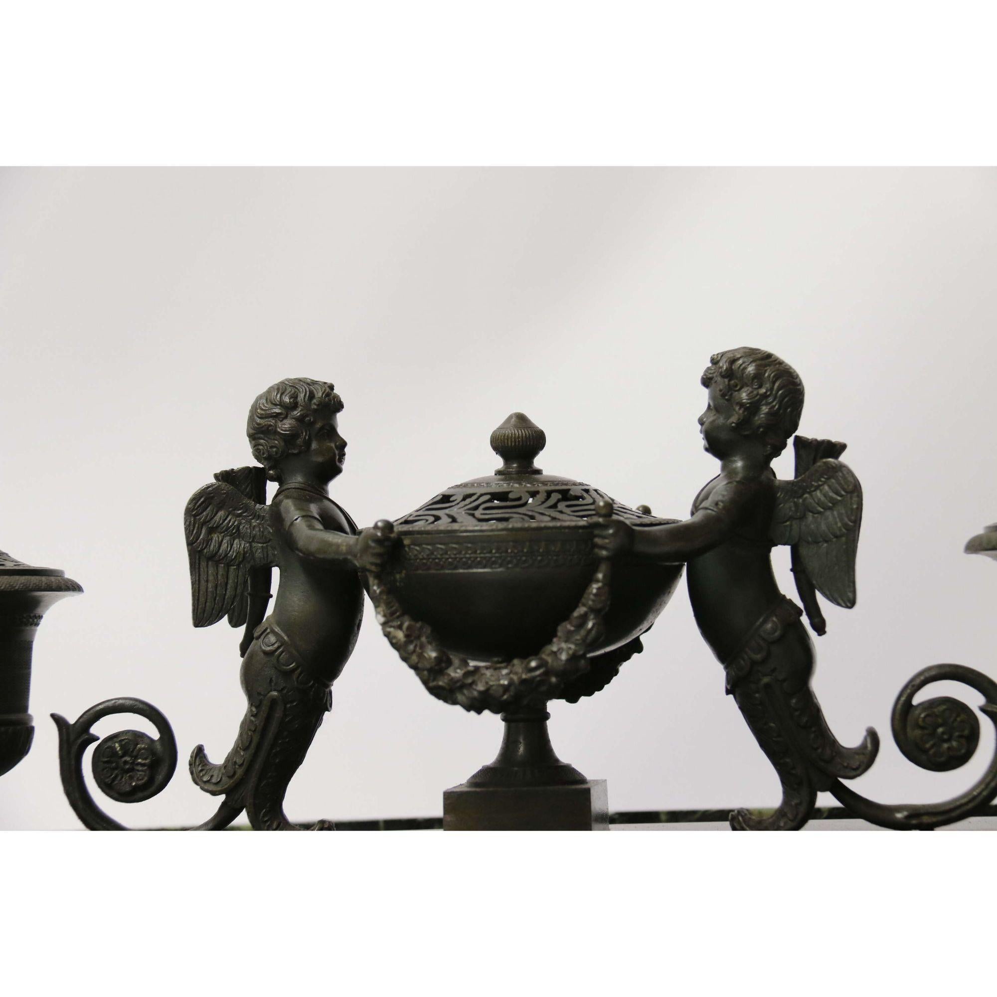 Empire-Tintenständer aus Bronze und Marmor von Lefebvre aus Belgien, um 1820 im Angebot 11
