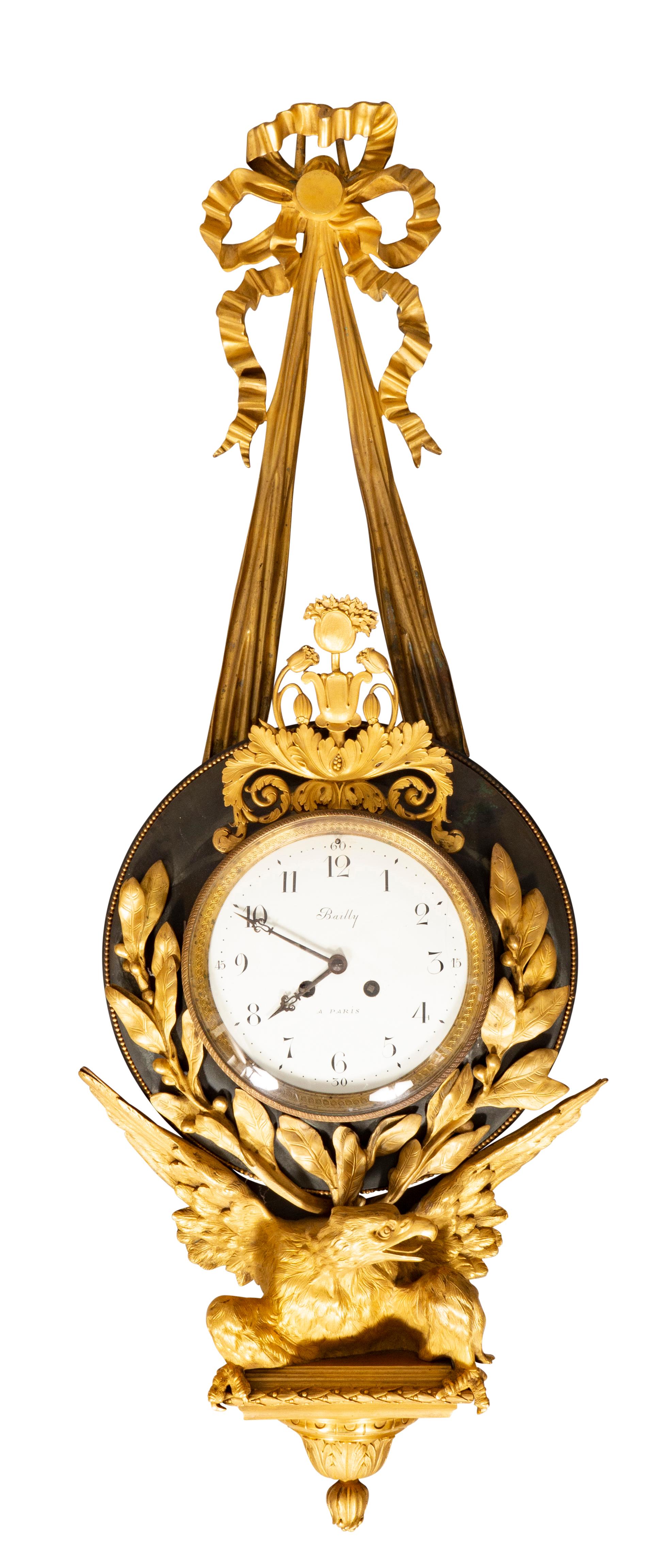 Empire Bronze and Ormolu Cartel Clock by Bailly, Paris For Sale 5