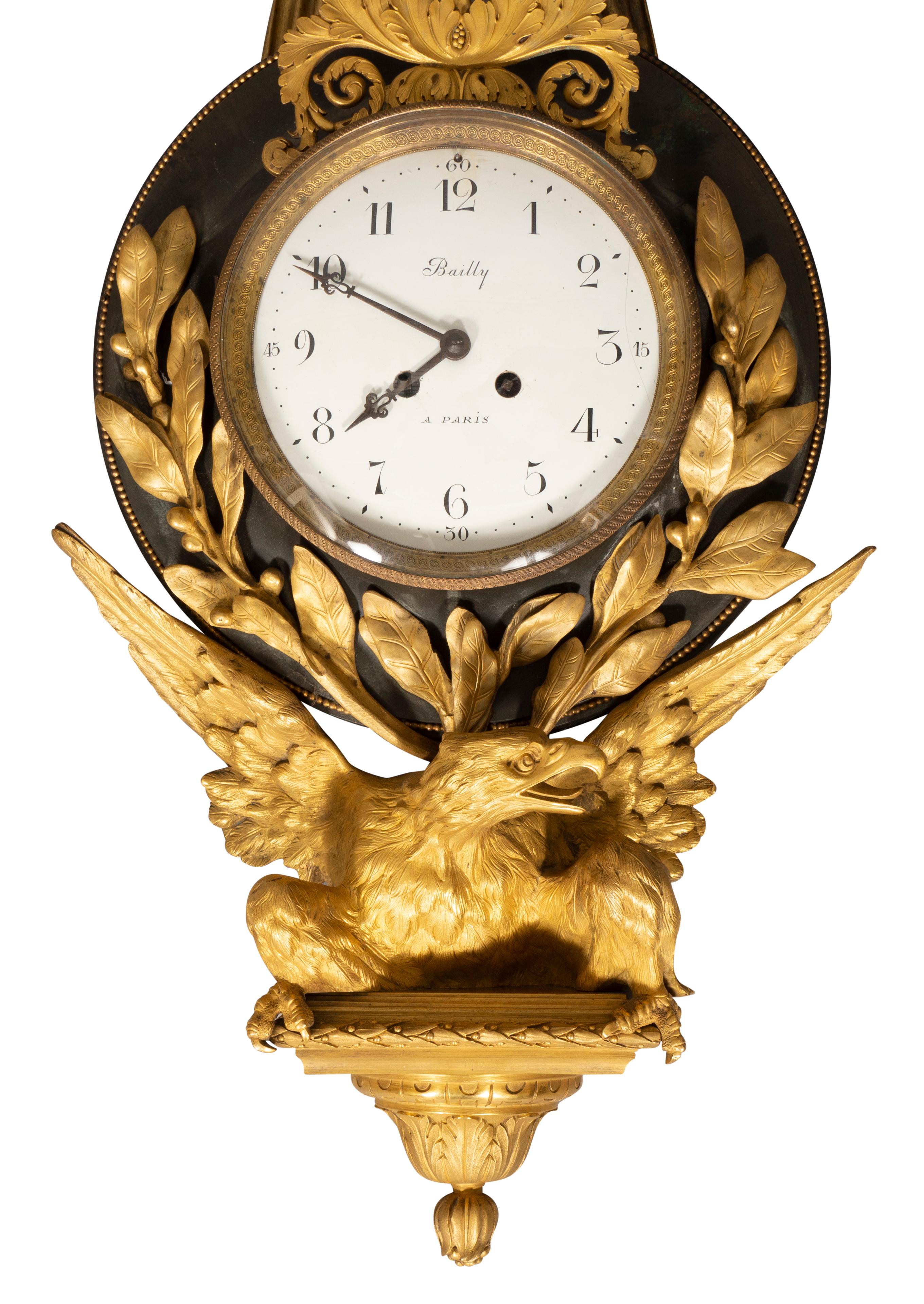 Empire Bronze and Ormolu Cartel Clock by Bailly, Paris For Sale 9
