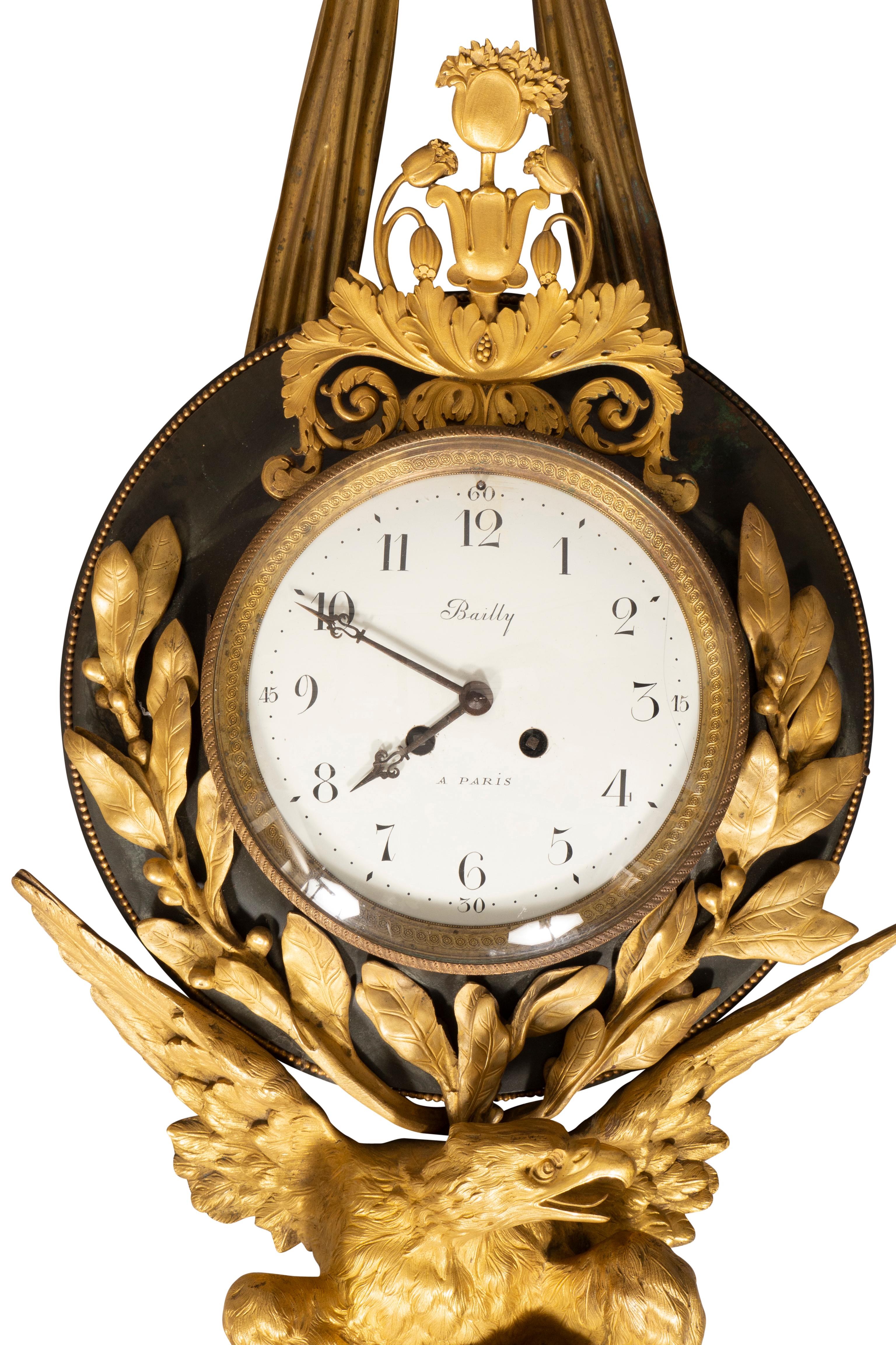 Empire Bronze and Ormolu Cartel Clock by Bailly, Paris For Sale 10