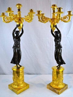 Empire Bronze Candelabra, Pair