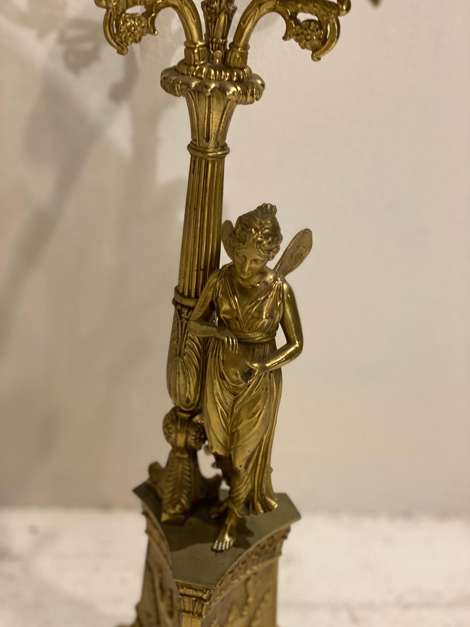 Französische Empire-Kerzenständer aus Bronze des späten 19. Jahrhunderts im Angebot 2