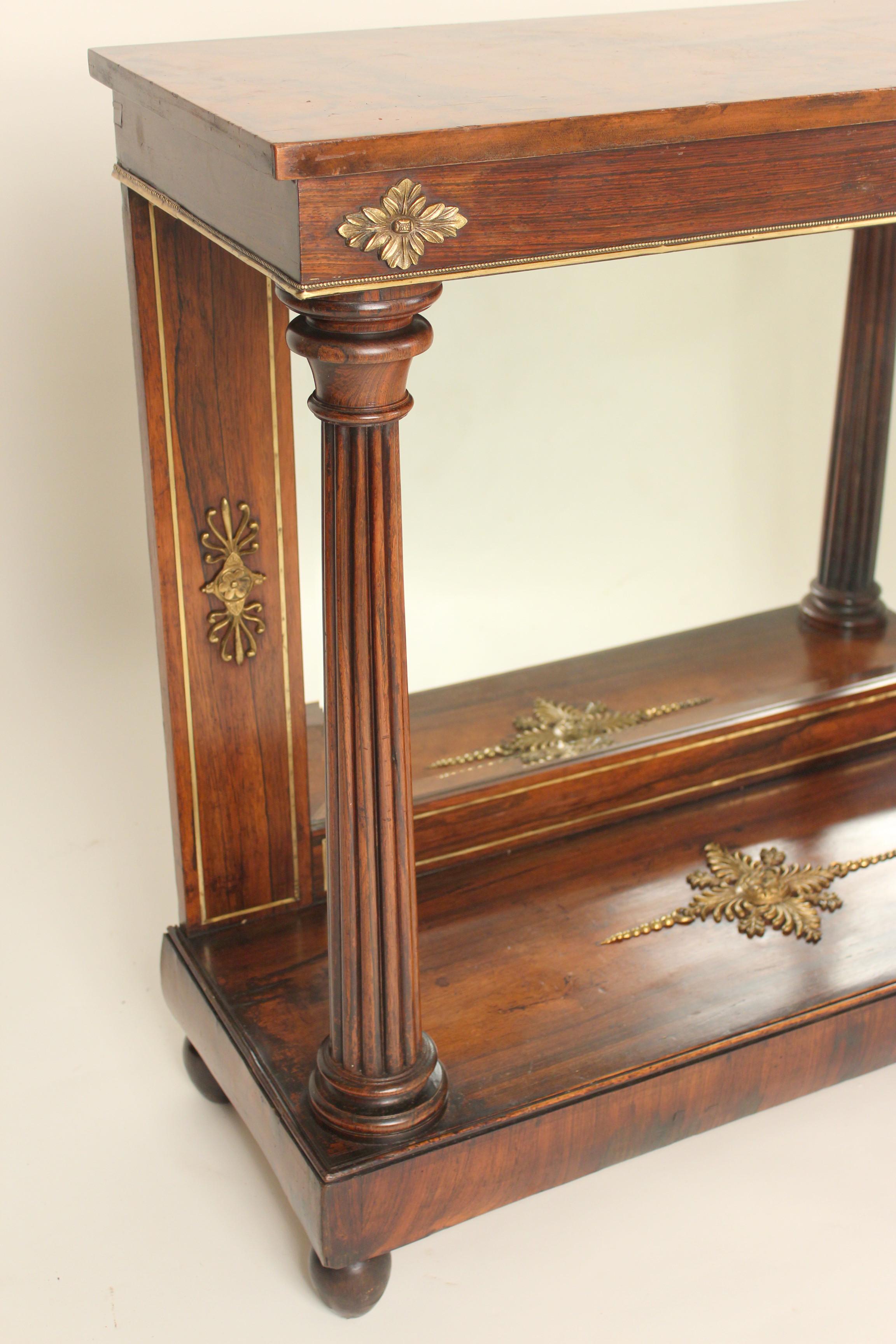 Empire Bronze-Mounted Rosewood Console Table In Good Condition In Laguna Beach, CA