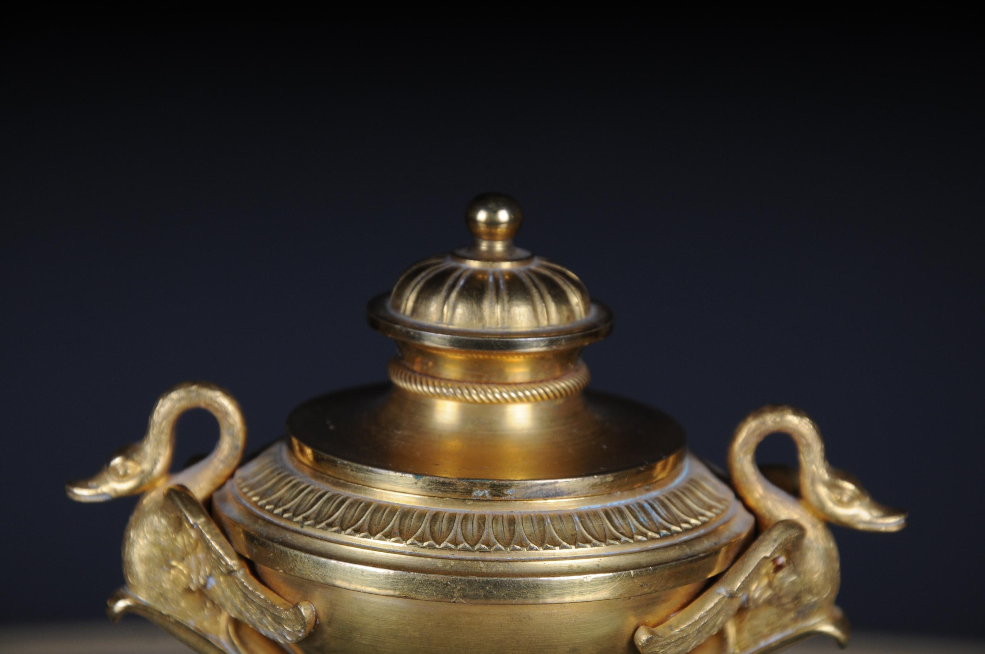 Brass Empire Bronze Writing Set Inkwell 19th Century Fire-Gilt For Sale