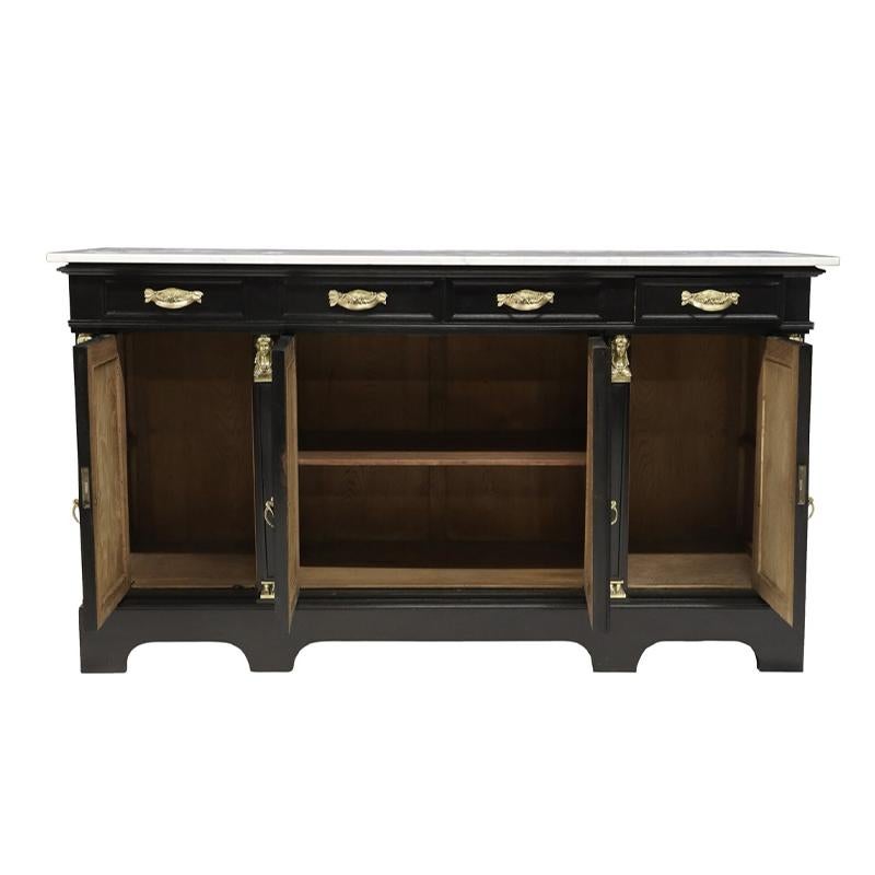 Buffet Empire avec dessus en marbre et quincaillerie originale en laiton Bon état - En vente à Wichita, KS