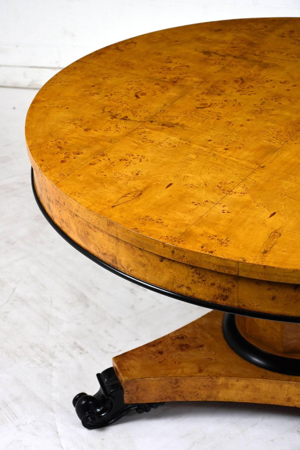 Mid-20th Century Burled Empire Center Table