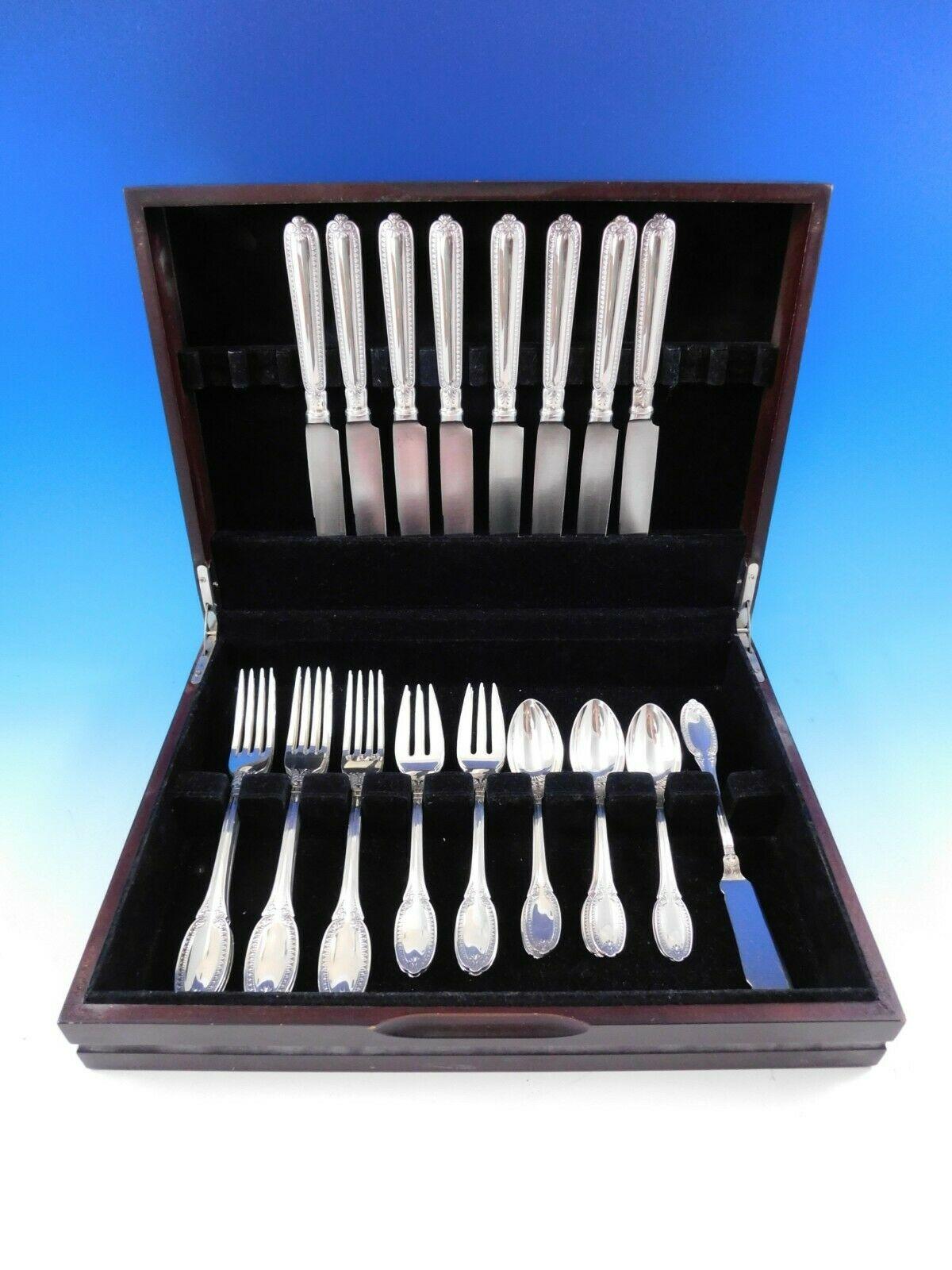 Superb dinner size Empire by Buccellati sterling silver flatware set - 33 Pieces. This set includes:

8 dinner knives, 9 7/8