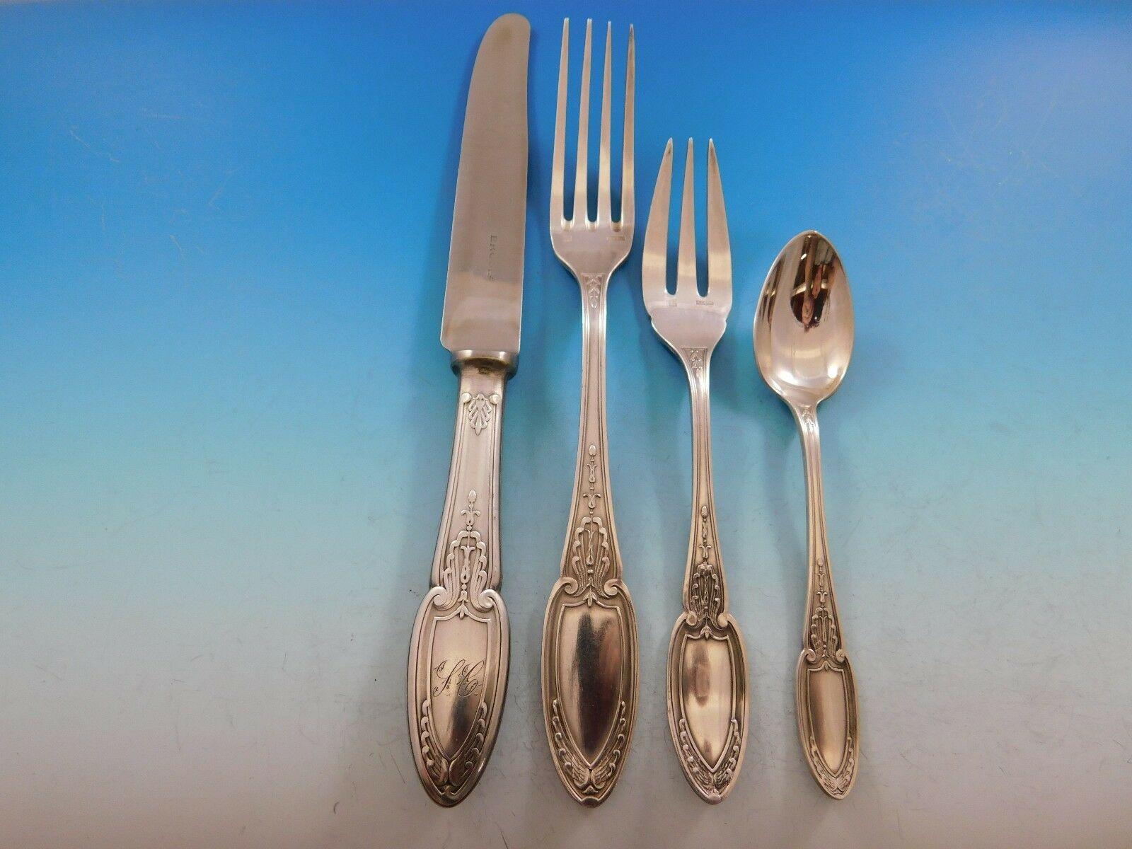 Empire by Ercuis Silverplate Flatware Set Service Dinner French 122 Pieces In Excellent Condition In Big Bend, WI