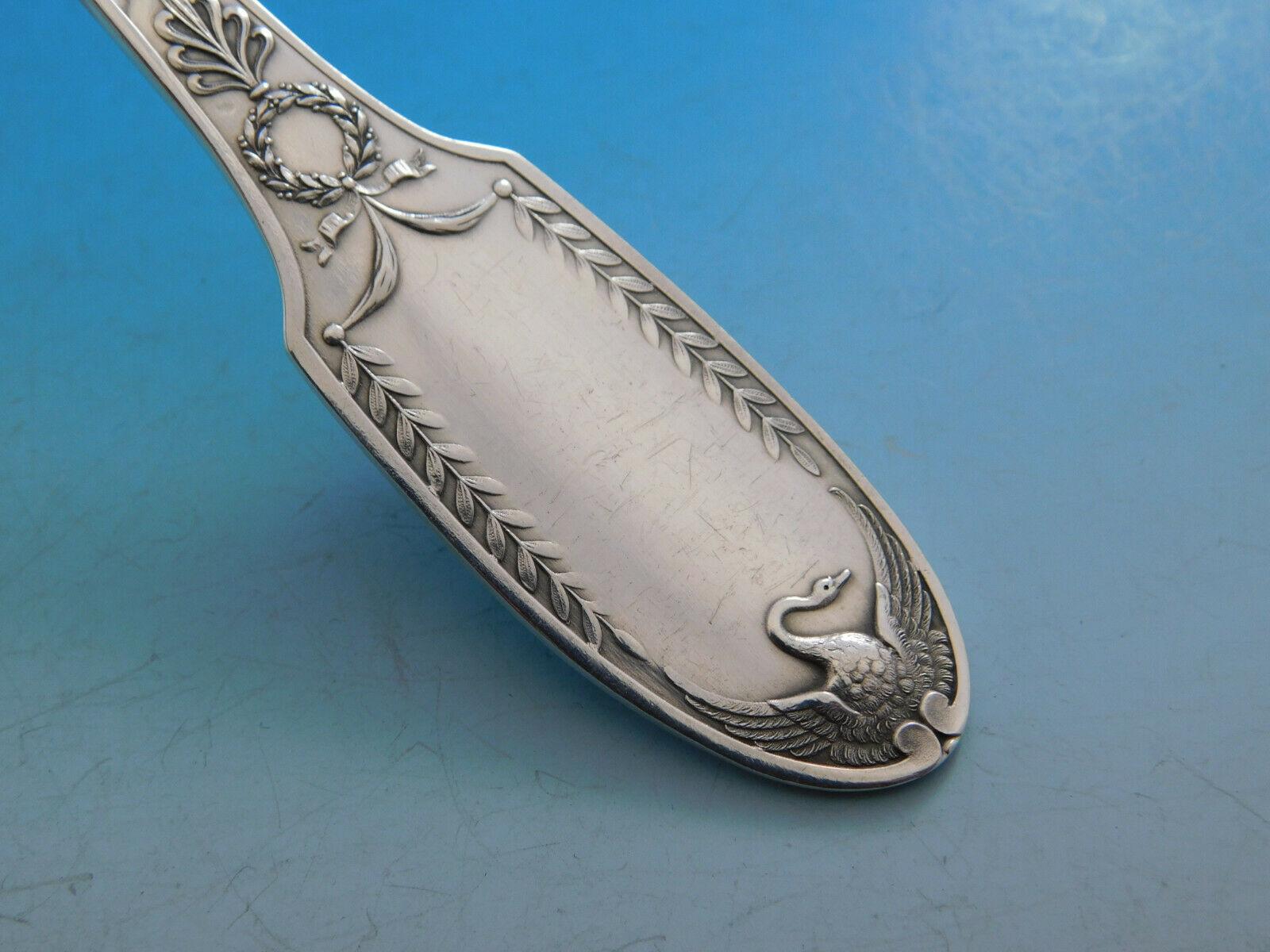 20th Century Empire by Puiforcat France Sterling Silver Flatware Set Swan 49 Pcs Dinner For Sale