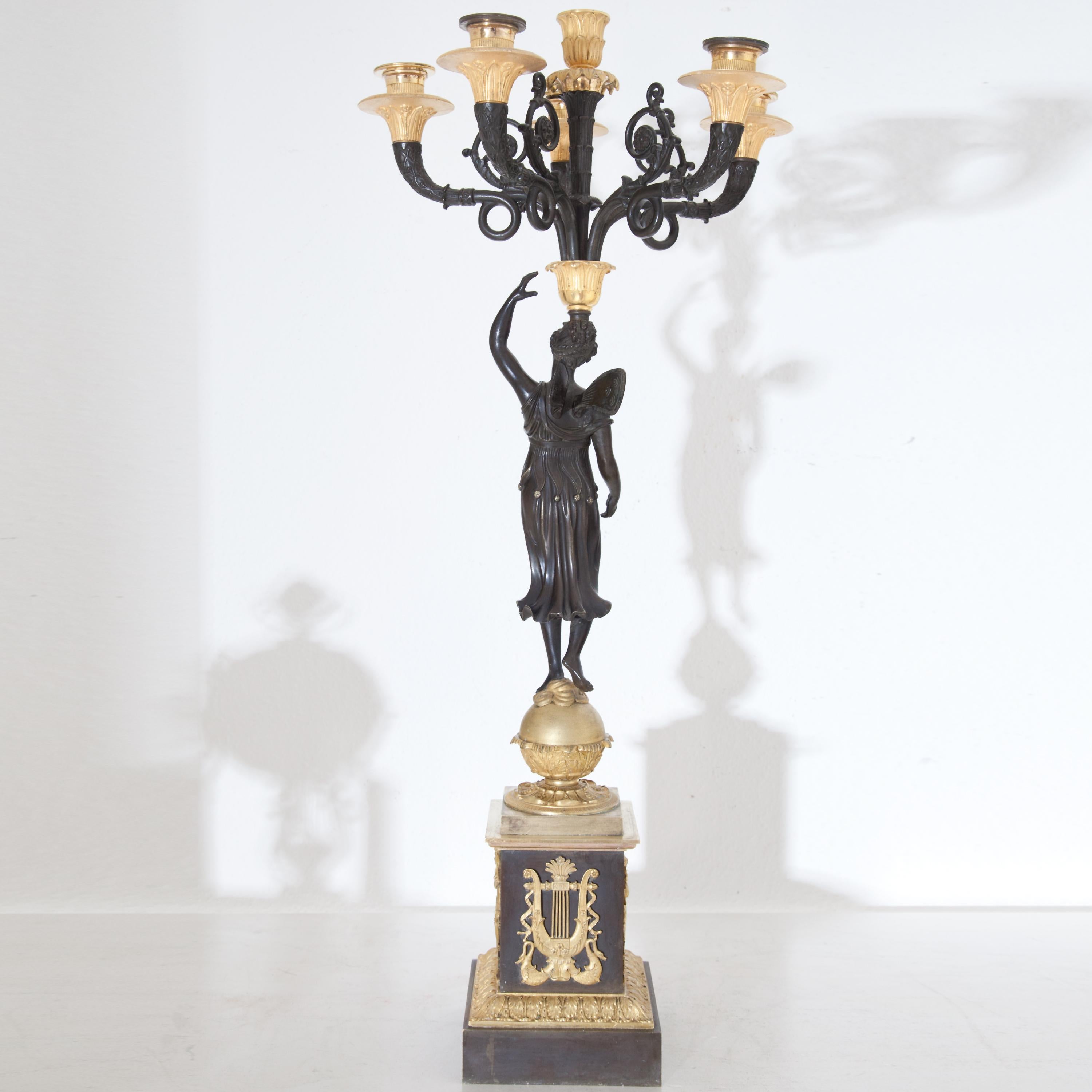 Bronze Empire Candelabras, France, Early 19th Century
