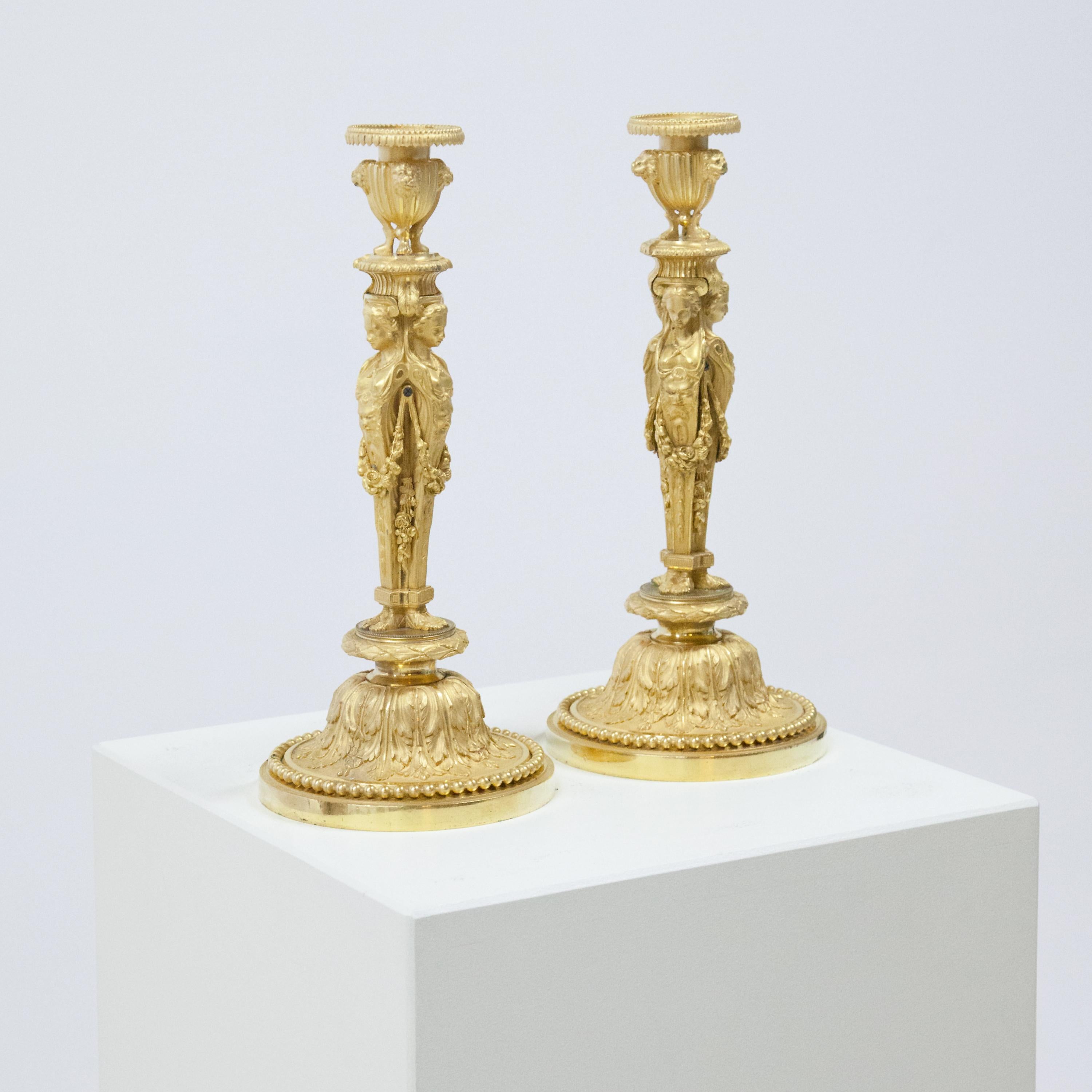 French Empire Candlesticks, J.-D. Dugourc, France, Early 19th Century