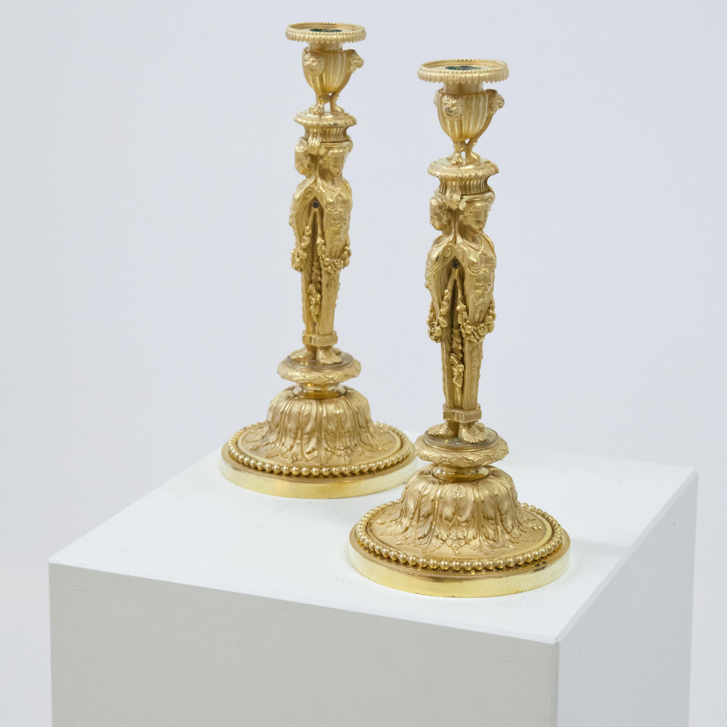 Empire Candlesticks, J.-D. Dugourc, France, Early 19th Century In Good Condition In Greding, DE
