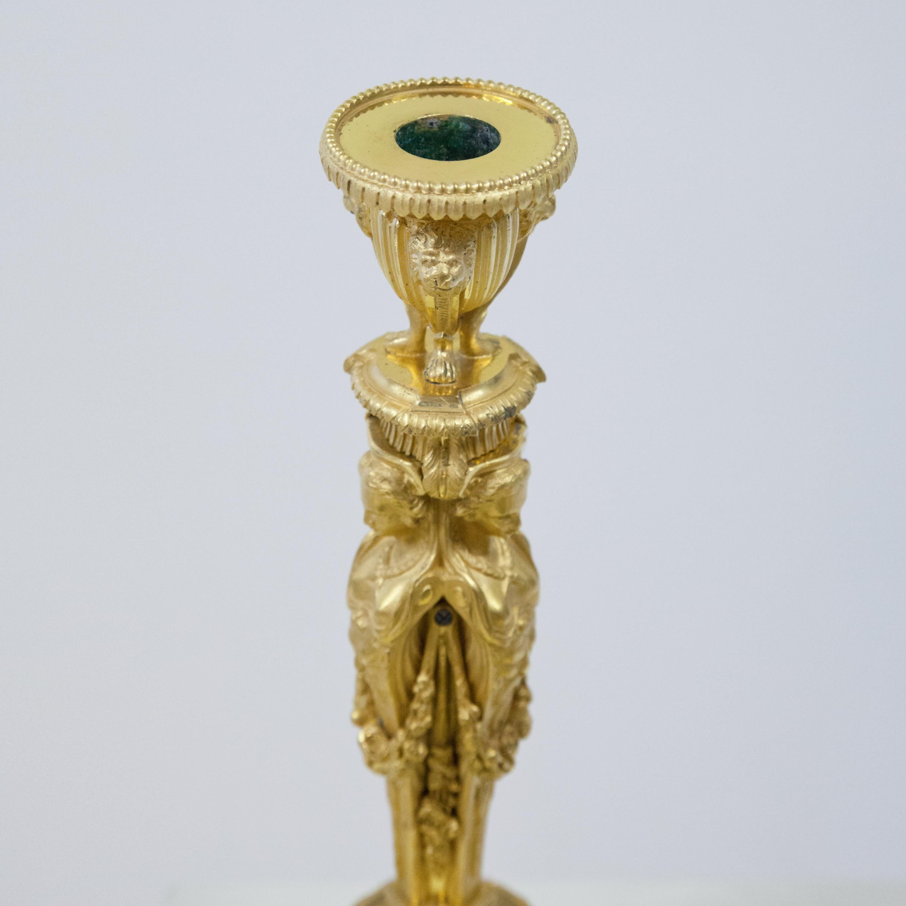 Bronze Empire Candlesticks, J.-D. Dugourc, France, Early 19th Century