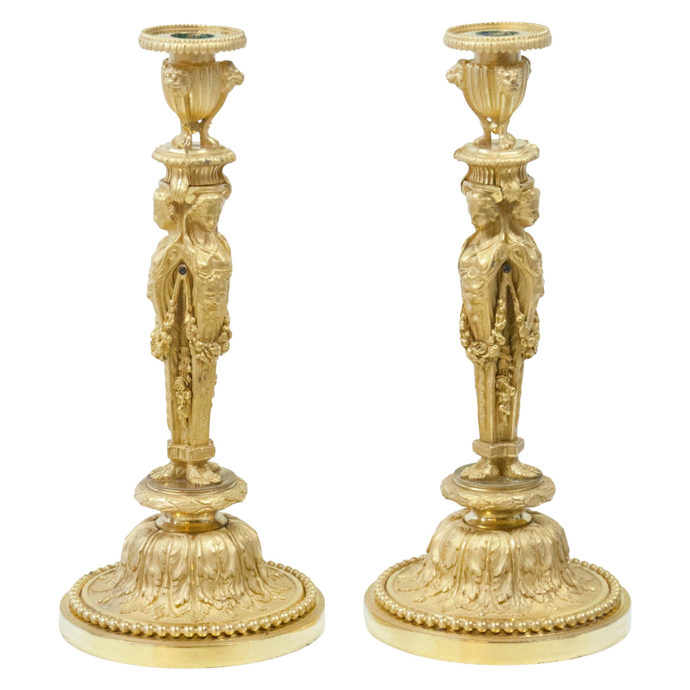 Empire Candlesticks, J.-D. Dugourc, France, Early 19th Century