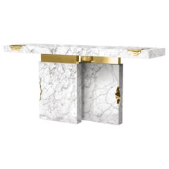 Consola Imperio Carrara - Mármol torneado artesanal y latón - Boca Do Lobo