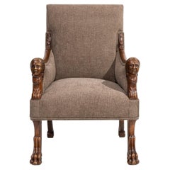 Empire Carved Upholstered Armchair