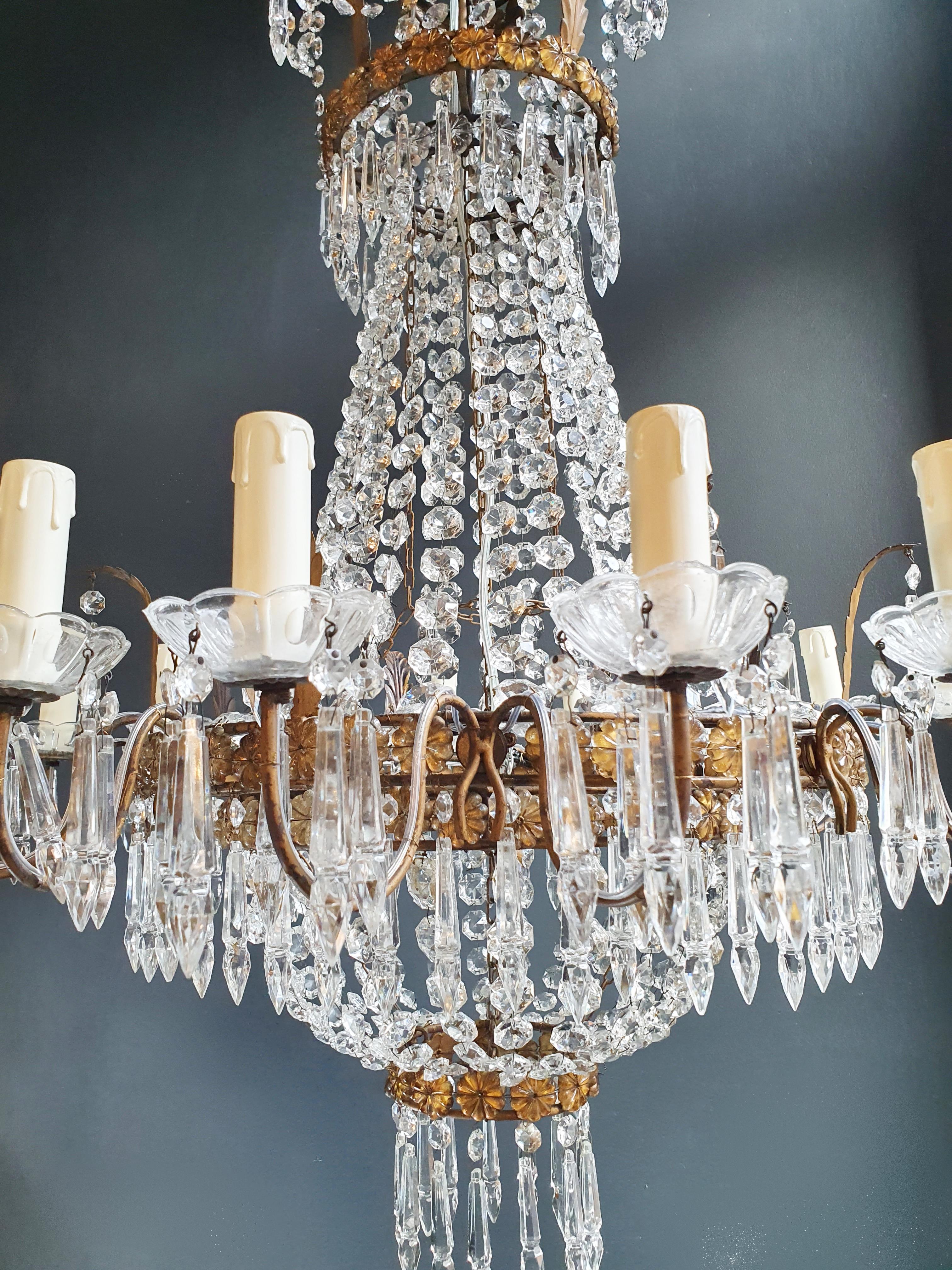 European Empire Chandelier Crystal Sac a Pearl Lamp Lustre Art Deco
